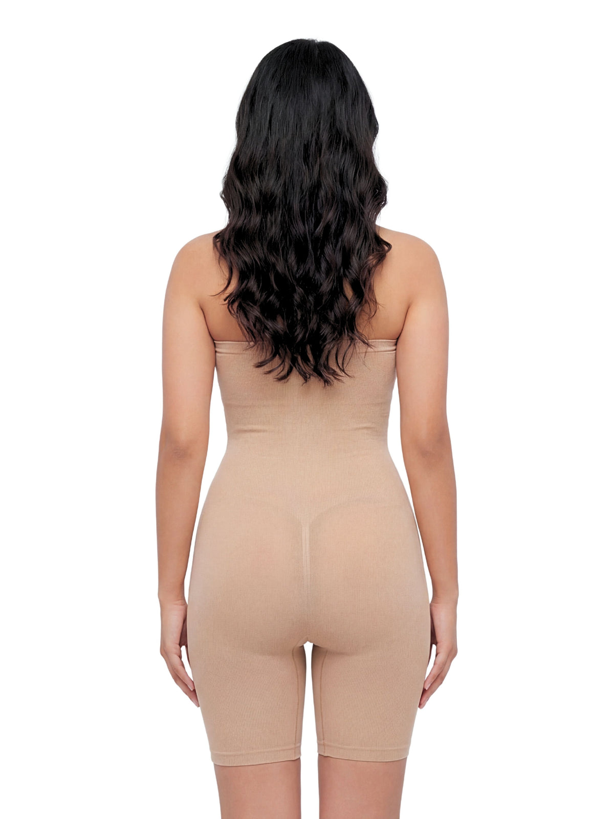 Strapless Mid Thigh Body Shaper - Beige